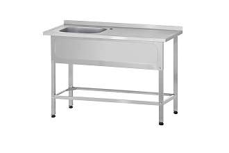 Ванна с рабочей поверхностью РПЦп - 1200x700x860 Profi Inox левая, 1 м/о 400x500x250, борт, отв. д/смесит.