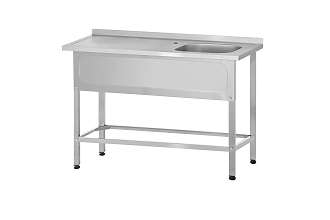 Ванна с рабочей поверхностью РПЦп - 1000x600x860 Profi Inox правая, 1 м/о 400x400x250, борт, отв. д/смесит.