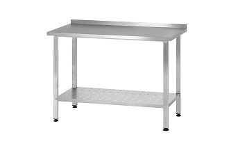 Стол производственный СПРн - 600x600x860 Norma Inox, борт (полка перфорация, ножка профильная, тр. 40x40)