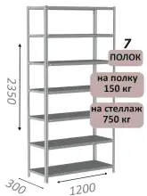 Стеллаж MS Strong 235х120х30, 7 полок