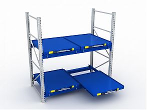 Стеллаж с выкатными платформами S-HEAVY 500 (2 яруса хранения)