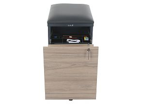 Тумба офисная с пуфом Практикант 2 ящика (антрацит/вяз)