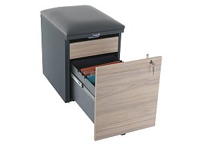 Тумба офисная с пуфом Практикант 2 ящика (антрацит/вяз)