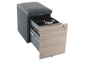 Тумба офисная с пуфом Практикант 2 ящика (антрацит/вяз)