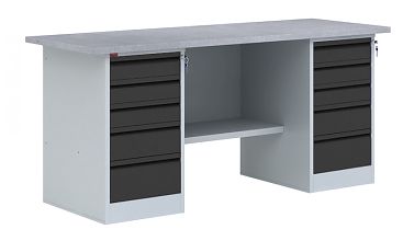 Двухтумбовый металлический верстак ВП-6Т/1.6 (Графит)