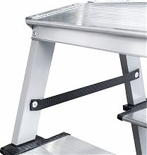 Стремянка двухсторонняя стальная с алюминиевыми ступенями 130 мм и площадкой 350х260 мм NV1147.3