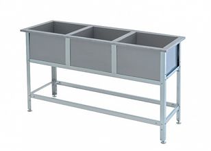 Ванна моечная двухсекционная сварная ВМС 1300x700x860 Нержавеющий каркас