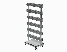 Подкатная двухсторонняя стойка для комплектующих 1600х680х460 мм ESD (RAL7035)