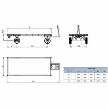 Большегрузная тележка БТ-Н (г/п 3 т, 2000x1250 мм, фанерный настил, без бортов)
